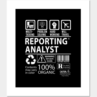 Reporting Analyst T Shirt - MultiTasking Certified Job Gift Item Tee Posters and Art